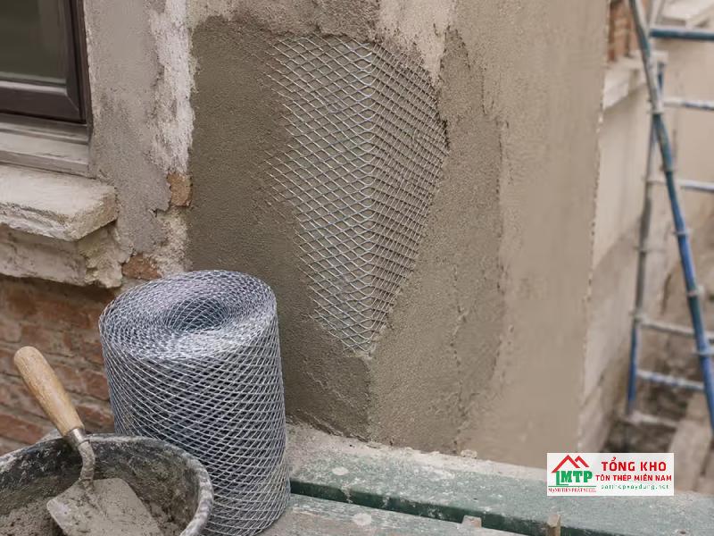 Lưới trát tường giúp hạn chế nứt, bong tróc lớp vữa sau khi thi công